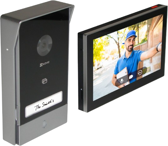 Vidéophone de la marque Ezviz posé par L1 Elec, électricien à Bernay en Normandie.