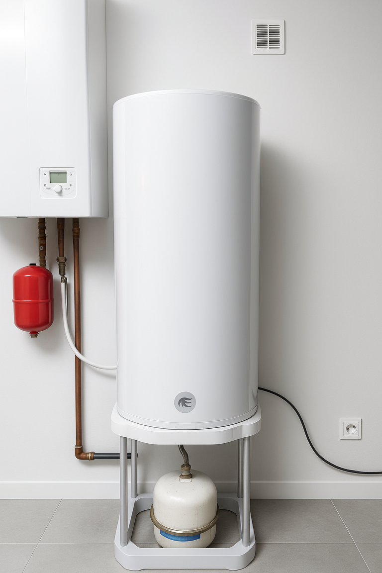 Pose d'un chauffe eau électrique par L1 Elec à Bernay en Normandie.